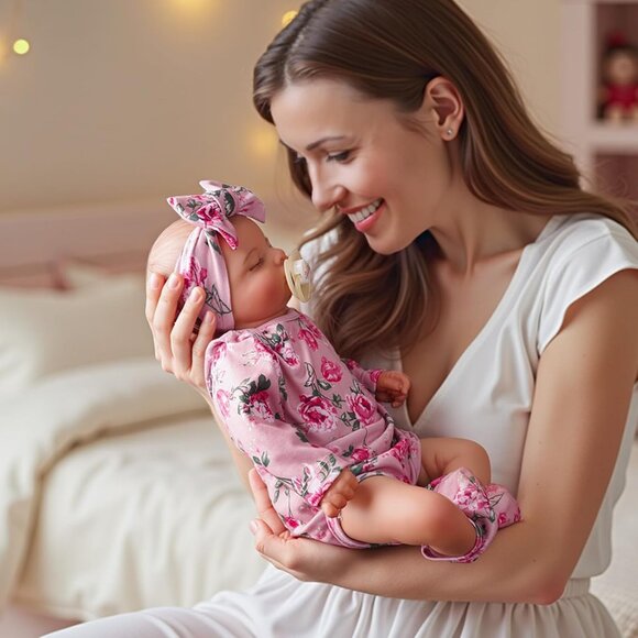 🆕20nch Soft Cloth Body Newborn Baby Doll Girl Poseable Limbs with Accessories - Picture 2 of 8